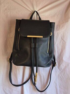 Wink Kangaroo Black Faux Leather Backpack Mini Purse